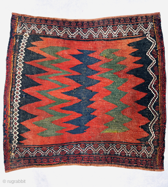 Beautiful Afshar sofreh with Different rare  border on both sides and some very small holes that have been repaired Overall in good condition. circa 1890 size 115x110cm. Please Contact this email  ...