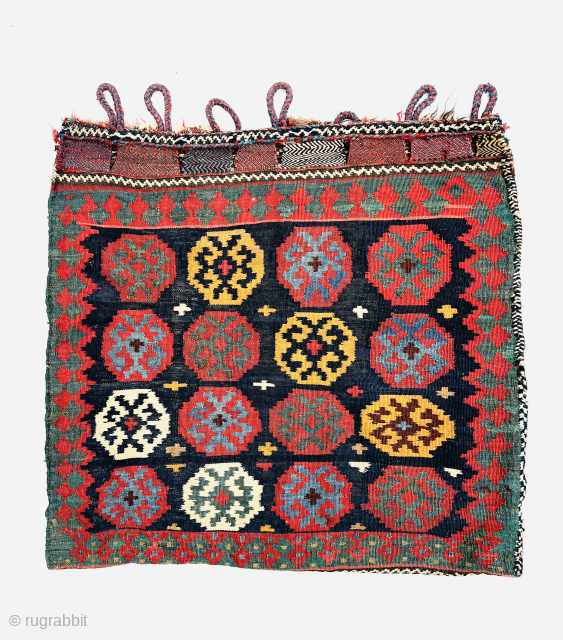 Large varamin kilim bag.circa 1880 all fantastic natural colors and good condation wool on wool size 80x75cm Please Contact this email for more information hamidparsacarpet@yahoo.com        