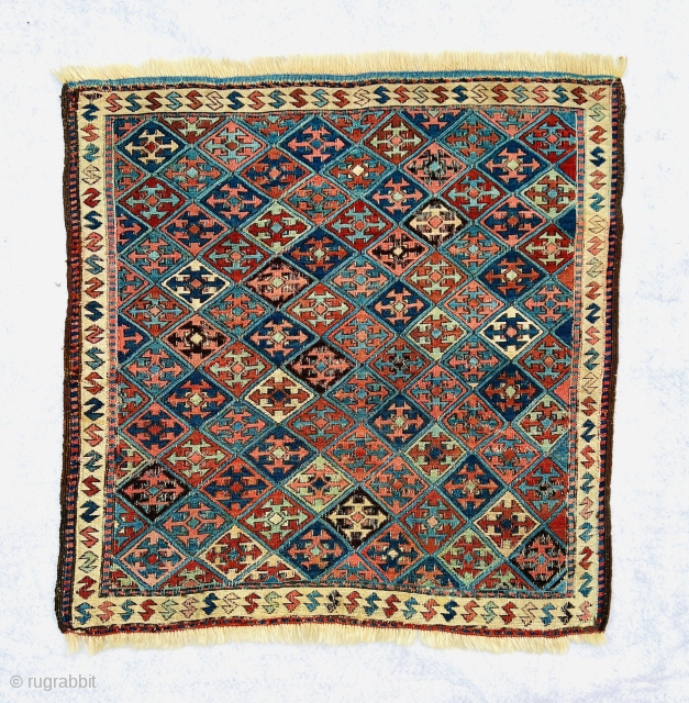 Antique Shahsavan soumak Bag front, 60 x 56 cm., 19th c. All natural dyes and in good condition,Very floppy feel .  Please Contact this email for more information.
hamidparsacarpet@yahoo.com    