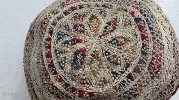 persian North hat,silk embroidery on fabric,Qajar period                          