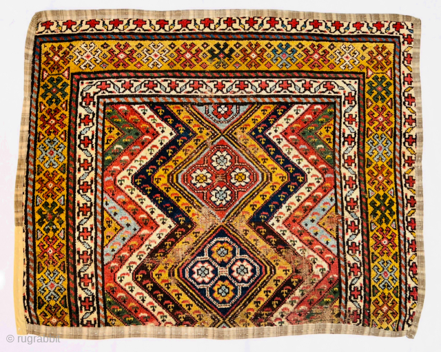 Rare Antique Shahsevan fragment rug, from Saveh? circa 1870, size 105x130cm (41.3x51.2 inches).
Please Contact this email for more information.
hamidparsacarpet@yahoo.com              