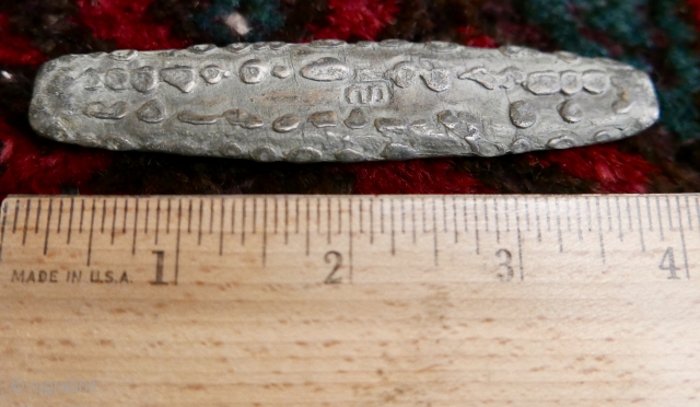 Antique 'Tiger Tongue' money from the Lancang Kingdom of ancient Laos circa 16th-19th c.  Also called 'leech' and 'boat' money in addition to 'tiger tongue',  because of their shape and  ...