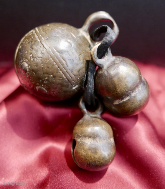 
Antique Cow and Goat Bells from Laos;  brass;  19th c.
Lovely brass bells with a wonderful patina and satin-like surface proving their age and much handling.  19th c.  Acquired  ...