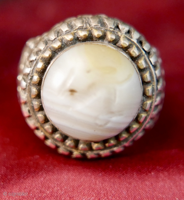 Antique Agate and Silver 'Signet' Ring from Afghanistan;  19th c.
Very masculine and rather regal 'signet' ring from Afghanistan - perhaps belonging to a tribal chieftain; silver with a nodule of gold  ...