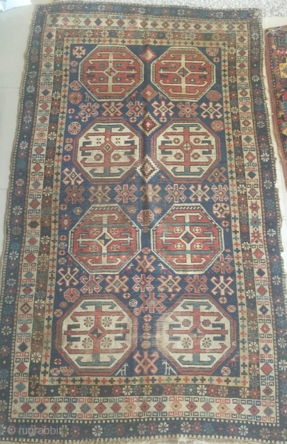 Antique caucasian Kazak Moghan tribal rug, circa 1900, size 190x113 cm                      