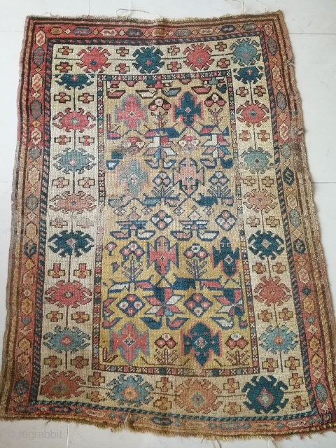 Antique caucasian kazak scatter rug circa 1900, size122×87cm.                         