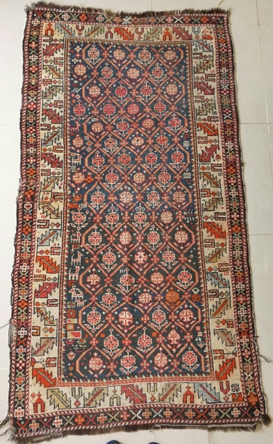 Antique Caucasian shirvan rug circa 1900, size 155×124cm.                         