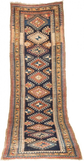 antique persian meschkin runner circa 1900 size 371x122cm                         