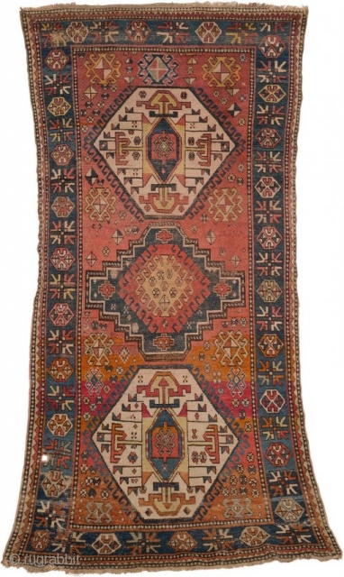 antique caucasian kazak circa 1900 size 271x128cm                          