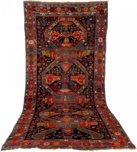 wonderful collectible unique in its size caucasian kazak full pile circa 1900 size 437x204cm don't hesitate to ask for more details            