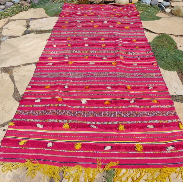 Moroccan (Zemmour) hanbel, wool and silk, 63 x 138", 5'3" X 11'6". Unusual size and quality.                 