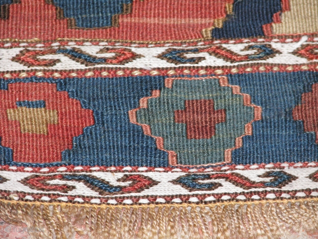 Wonderful Mafrash Kilim Panel with some soumack work and great colours and good age.....                   