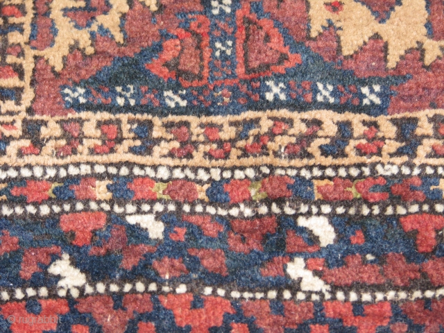 very nice beluch balisht .it has some silk parts on the border.the green and yellow are silk the rest is wool.the ground brown colour is possibly camel hair.wonderfull colours.nice kilim work in  ...