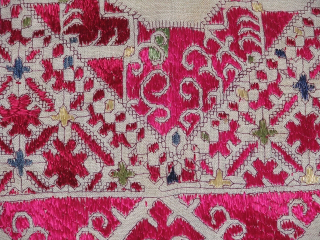 wonderful silk pilow.Swat Valley embroider.original.perfect condition very rare.and even at its original back-side it has a nice silk embrodry figures.a real collectors piece.thanks to rugrabbit that i could learn what it is  ...