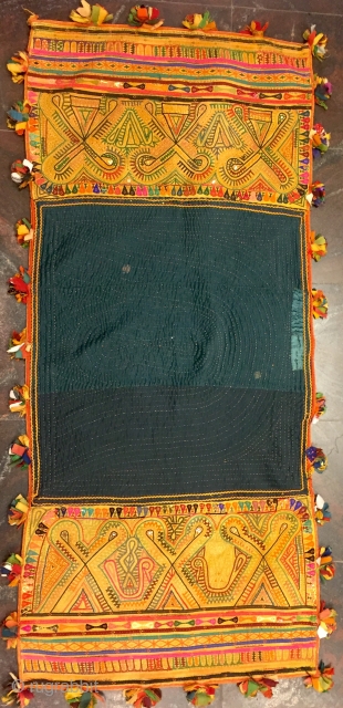 old kacchhi (takia) (ushango)pillow cover from kutch gujarat used by  kachhi rabari people from village near bhujodi done with very close and inricate  hand embroidery work.the size of the pillow  ...