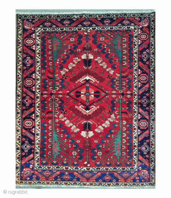 Vintage Persian Bakhtiari Rug
Waved by Bakhtiari Nomads
Unusual Design 
Wool pile on cotton foundation
In great original shape
Circa 1900 
6.8x5.5 ft - 204x165 cm           