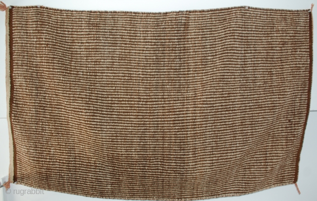 Transitional Rio Grande Stripe Blanket with tightly dense woven classic stripe with natural handspun wool. early 1900s. 56" x 33" Late Emerson Woelffer Collection         