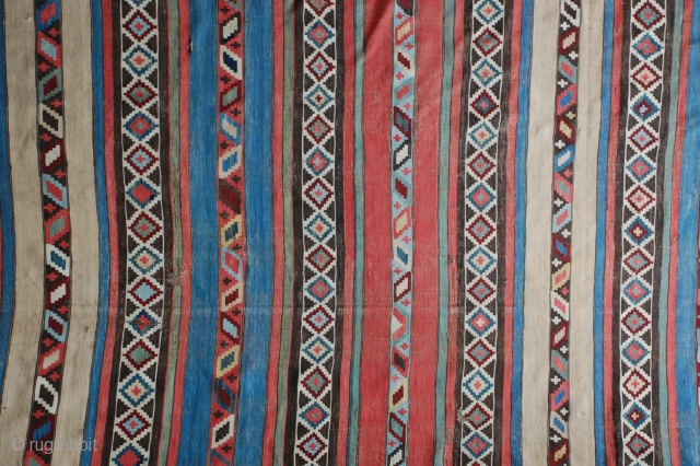 Finely woven wool Caucasian kilim, 1880s.  112" x 53"                       