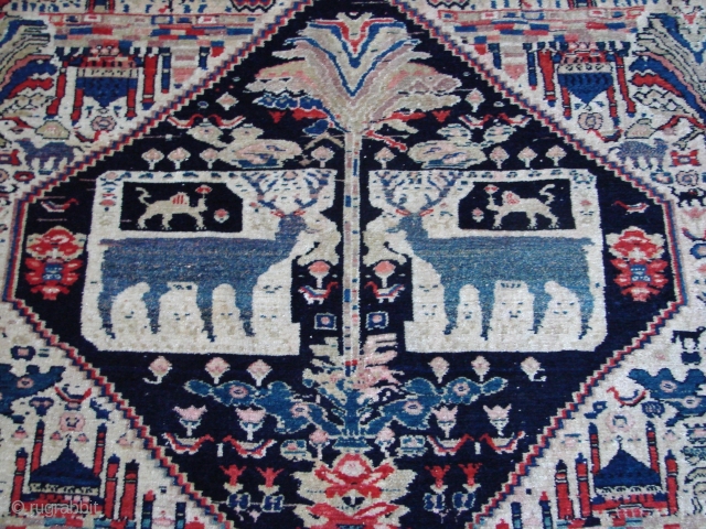 Persian, 6’6” x 4’3”  the warp is silk as seen in the last photo showing the back of the rug. It was in the 1980's exhibit of rugs of Los Angeles collectors curated  ...