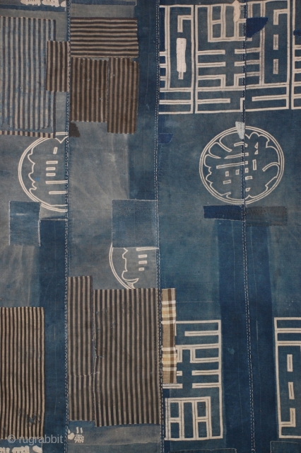 Antique Indigo Patched Boro Cloth
 An exceptional indigo patched Boro textile cloth from old Japan, when many poor farming families recycled generations of worn out indigo cloth into patchworks of great soulful  ...