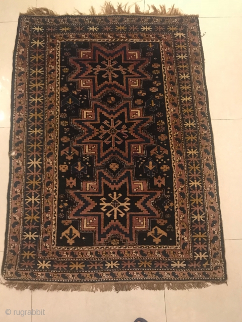Fine Caucasian Shirvan Lezgi rug with stunning design and rich color.  140 cm x 102 cm.                