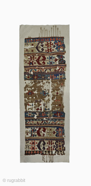 Size ; 110x290 cm
Central anatolia, Konya (Karapinar)
A Legacy of Anatolia: The 18th-Century Karapınar Kilim
We stand in the presence of one of the most soulful and archaic echoes of Anatolian weaving. This rare ...