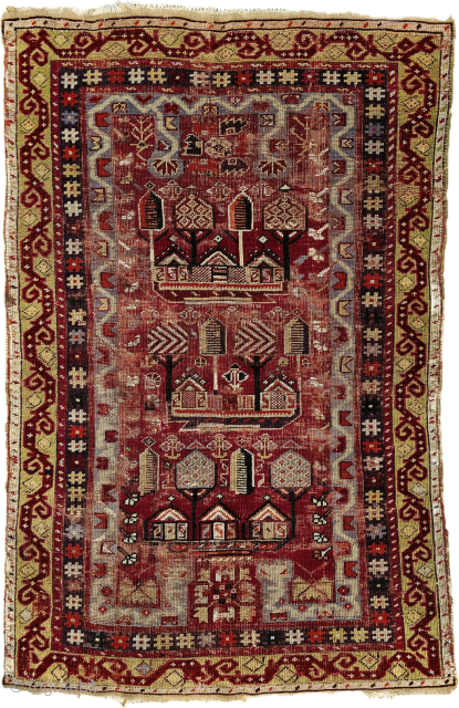 Size ; 100x155 cm
Central anatolia Cappadocia (Mucur)
A Handful of Earth, a Lifetime of Knots: A Mid-19th Century Mucur Legacy
​Looking at this rug, we don’t just see wool and madder dye; we hear  ...