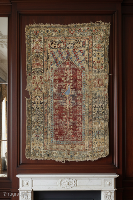 Size ; 125 x 190 cm
West anatolia, Kula 
A Glimpse into the 18th Century: Mid-1700s Kula Prayer Rug 
​Dating back to the mid-1700s, this exquisite Kula prayer rug is a masterpiece of  ...