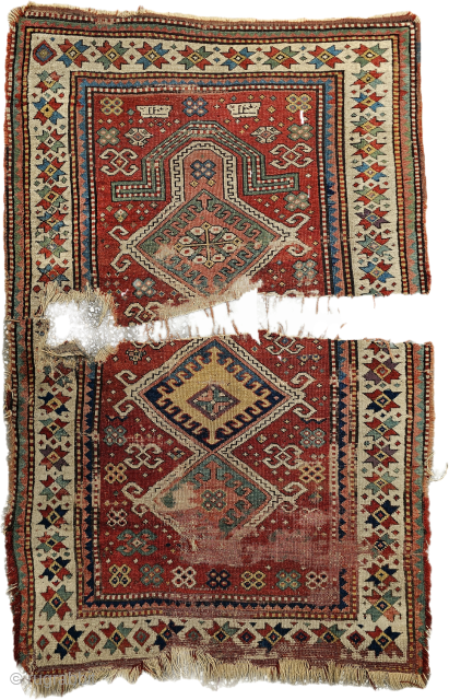 Size ; 115x165 cm
Old kazakh ...
This is my dream photograph.
Separated by heritage, reunited by fate.
This mid-19th-century Kazak rug carries a story as fragmented as its weave. Decades ago, it was literally ...
