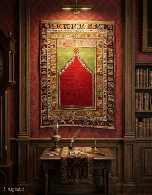 Central anatolia, Cappadocia (Avanos)
ՐԱՖՖԻ (Raffi)  1321 (1903) ...
A timeless masterpiece from the heart of Cappadocia. 

​This exquisite Avanos rug was hand-knotted in the workshop of Master Armenian Weaver Raffi in the  ...
