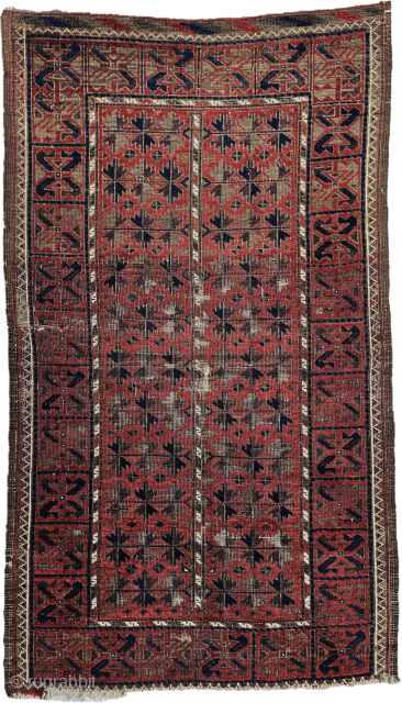 Size ; 88x150 cm
One of the most extraordinary Baluch rugs I have ever laid eyes on. Likely dating back to the 1880s, it has managed to survive down to the present day ...