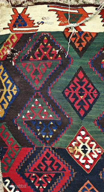 Central anatolia , Cihanbeyli 
Early fragment...
Approximate size; 80x340 cm
"This Cihanbeyli kilim you see possesses a rich symbolic language that reflects the weaver's feelings and wishes. It is fundamentally shaped around themes of  ...