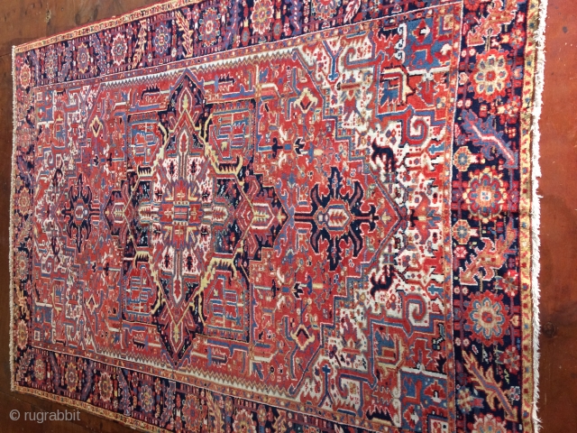 Antique Old Used Persian Handmade Heriz Rug,Ca 1950,Size:335 Cm by 238 Cm,Available                     