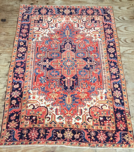 Antique Handmade Persian Heriz Rug,Ca:1920,All in natural,good pile,Soft,Clean,Size:9.5ft by 7.3ft-287 cm by 220 cm                   