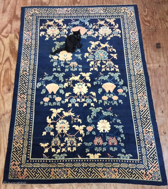 All in natural,very soft and Clean,Antique Chinese Ningxia Rug,Good pile,some old minor in visible repairs,Ca:1920
Size:9.3ft by 6.6ft
Size:280cm by 198cm              