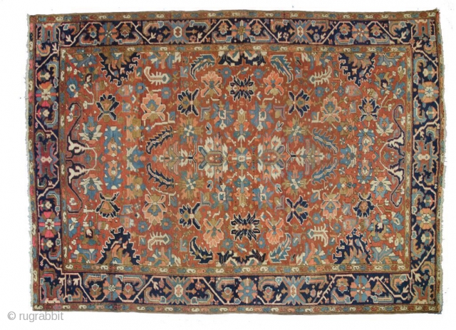 Antique Persian heris rug,somewhere small repaired,around100 years old,size:295cm by 209cm                       