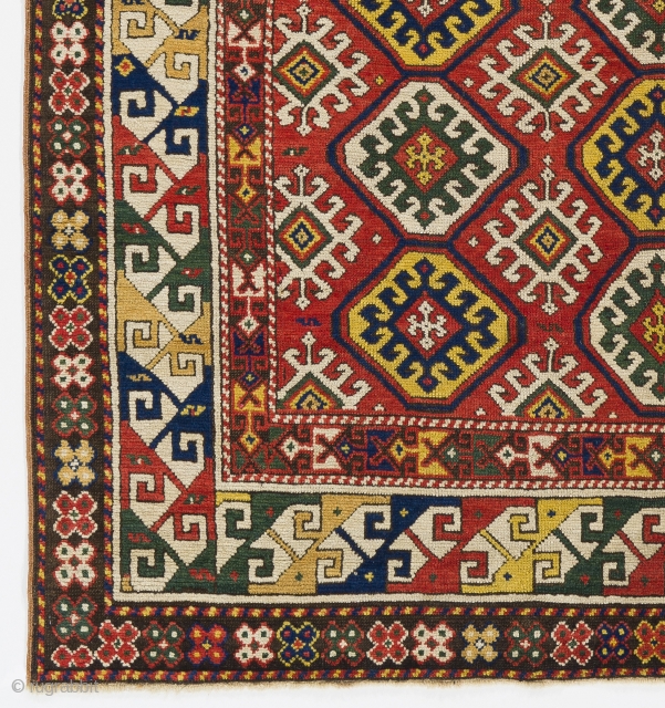 Antique Caucasian Gendje Rug, 4.4 x 5.9 Ft  (135x175 cm), ca 1880, very good condition, original as found.              