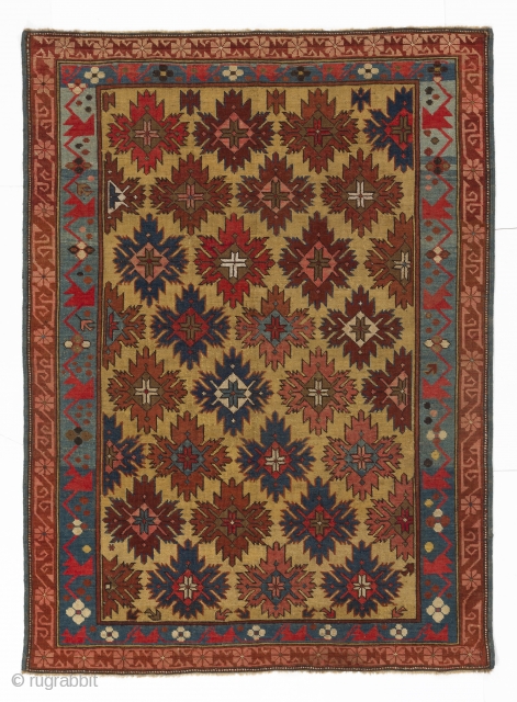 A cute little Snowflake Kuba Rug with beautiful harvest-time colors, 45 x 62 inches (115x158 cm), 19th Cen.               