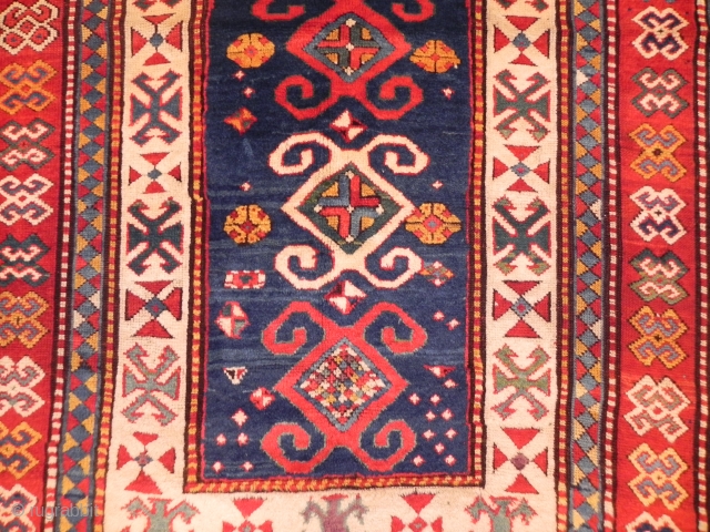 Caucasian Borchalo Kazak Rug, 7.6 x 5 ft, 19th Century, Excellent Condition, Full Pile, no repairs.                 