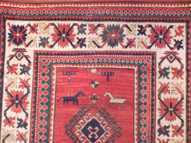 Antique Caucasian Borchalo Kazak Rug, 9 x 4.11 ft, mid 19th Century, good condition, untouched.                  