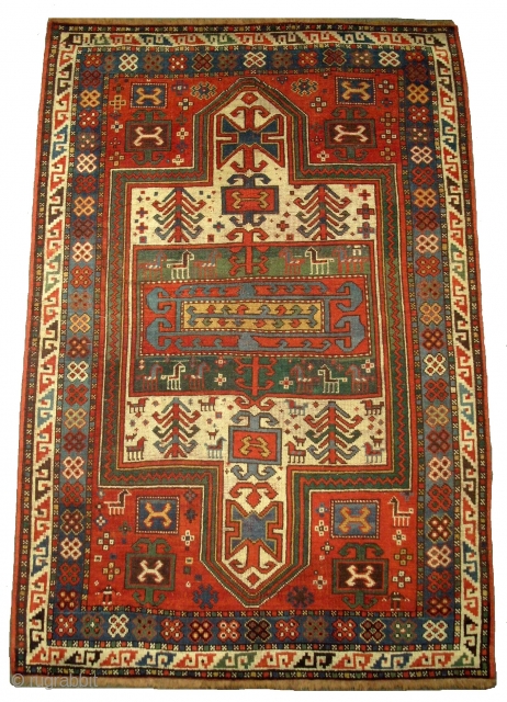 Caucasian Sewan (Sevan) Kazak Rug, 173x118cm (5.7x3.9), Good Condition and dyes, ca 1880, www.rugspecialist.com                   