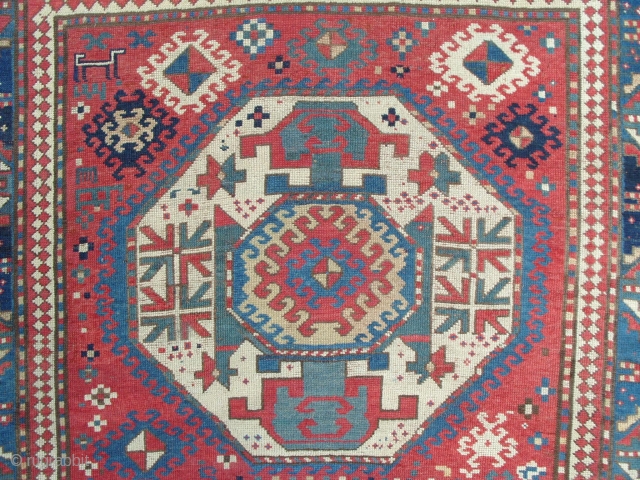 Antique Caucasian Triple Medallion Kazak Rug ( Lori Pambak ), 150x252 cm (4'11" x 8'3"). Splendid colours, good age and condition with no issues and generous size. www.rugspecialist.com     