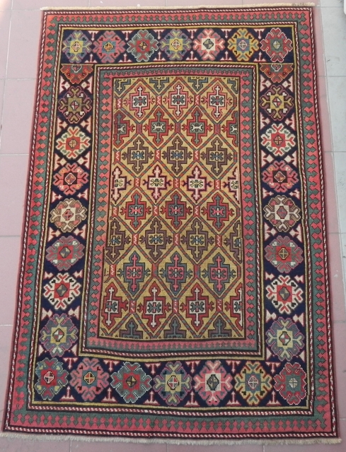  Antique Caucasian Gendje Kazak Rug, 68x46 inches, late 19th Century.                      