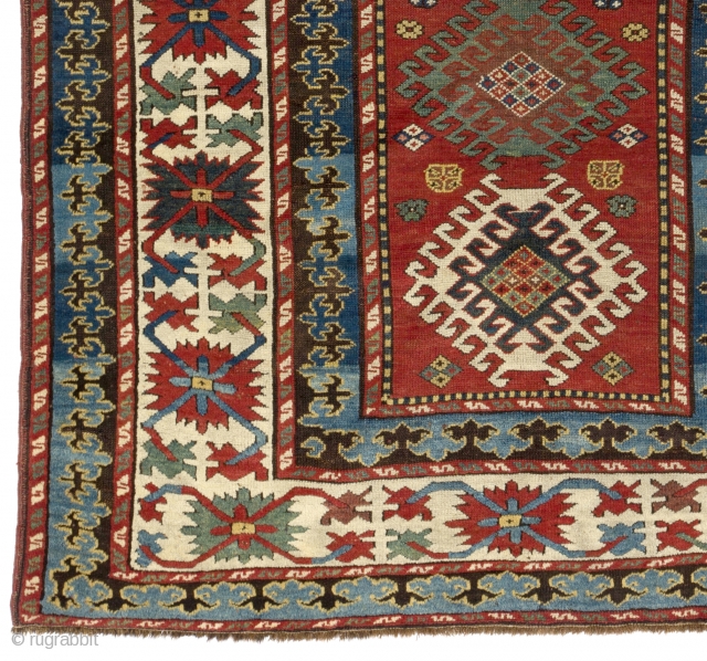 Antique Caucasian Kazak Rug, 4'7" x 8' - 140x245 cm, ca 1870, very good condition, all original, no repairs, no issues.            