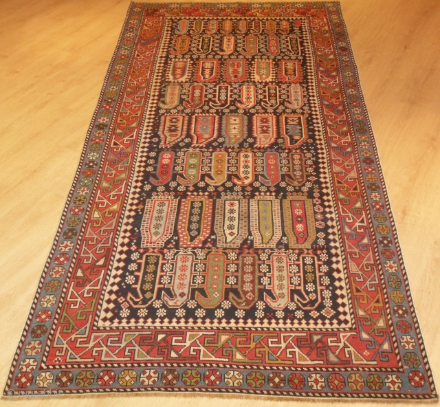 Antique Caucasian Shirvan Long Rug, 236x122 cm (93x48 inches), late 19th century.                     