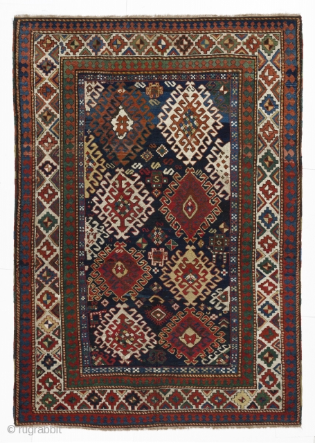 An outstanding antique Bordjalou Kazak Rug from Southern Caucasus, 5'3" x 7'7" (160x230 cm), 19th Century.                 