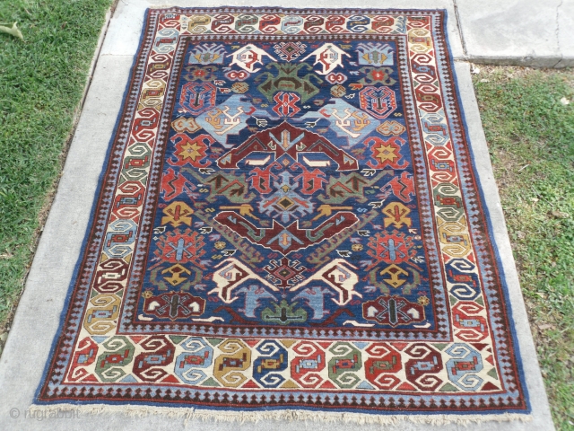 one of the 25 recent acquisitions of Antique Caucasian Rugs; a colorful and charming Shirvan..                  