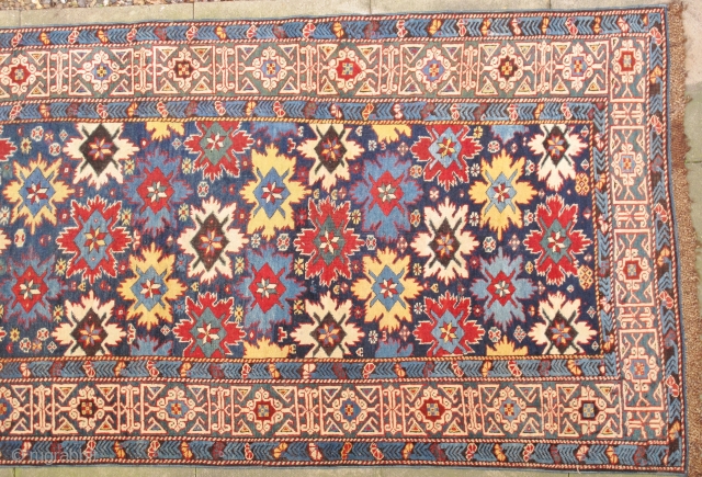 Antique Caucasian Kuba Runner, 105x344 cm (41x135 inches), snowflake design with Kufic border, 19th century, excellent condition. please enquire for the price.           
