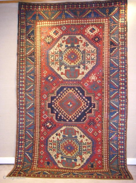 Large Antique Caucasian Lori Pambak Kazak Rug, 8.3 x 4.10 ft (252x151 cm), Good Condition, Bold design and beautiful natural colours, Second half 19th Century. www.rugspecialist.com       