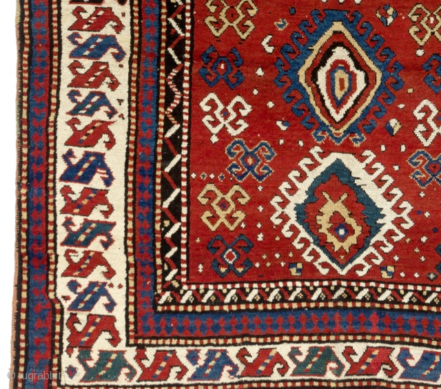 Caucasian Kazak Rug, ca 1870. very good condition, all original as found (in the USA), thick pile, beautiful natural dyes, no issues. 5.6 x 8 Ft (167x240 cm)     